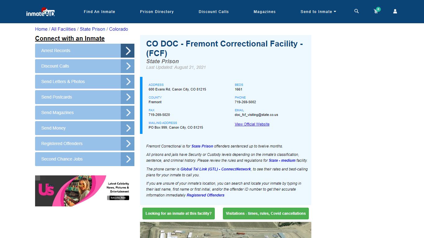 CO DOC - Fremont Correctional Facility - (FCF) & Inmate Search ...